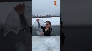 Ice Umbrella ☂️☂️ ice cold snow frozen winter mermaid satisfying icefun icequeen [upl. by Kalila]