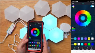 RGB Hexagon Lights Smart App Control DIY Hexagon Wall Lights 10 Pack [upl. by Cormack]