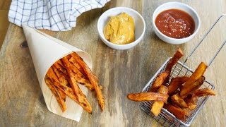 Süßkartoffel Pommes Rezept 🍟 So werden sie knusprig [upl. by Minna]