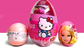 DibusYmas 3 surprise eggs Hello Kitty Barbie Mickey Mouse Toy Story by Unboxingsurpriseegg [upl. by Ynatsyd]