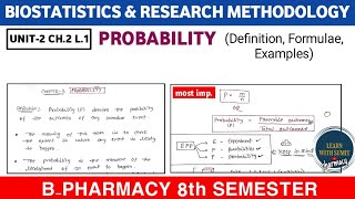 Probability Definition Formula Examples  Unit2 Ch2  Biostatistics b pharm 8th semester [upl. by Aliahkim196]