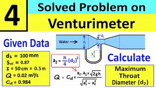 Venturimeter Numerical Problem 4 Calculate Maximum Throat Diameter  Fluid Mechanics  Shubham Kola [upl. by Olivann]