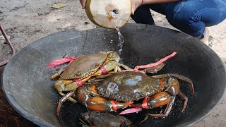 Giant Crab Boiling with Coconut water was Amazing [upl. by Boy]