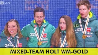 Deutschland holt Gold im Mixed  Ski WM 2019  Markus Eisenbichler  Katharina Althaus  Karl Geiger [upl. by Ahteral]