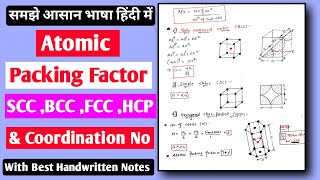 ATOMIC PACKING FACTOR FOR SCC BCC FCC AND HCP  CO ORDINATION NUMBER  MECHANICAL DECODE  APF [upl. by Amarette962]