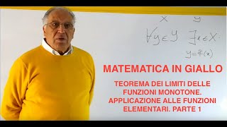 TEOREMA DEI LIMITI DELLE FUNZIONI MONOTONE 1 APPLICAZIONI ALLE FUNZIONIMATEMATICA IN GIALLO 6a [upl. by Vigen949]