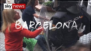 Riot police clash with activists in Catalonia  Hotspots [upl. by Selokcin]