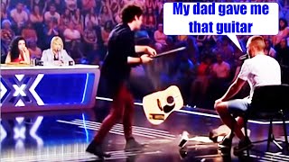 X Factor Judge Breaks Contestants Guitar  What REALLY happened [upl. by Airdnalahs]