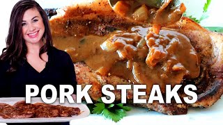 How To Cook ✨AMAZING✨ Smothered Pork Steaks OnePan Recipe 🥘 [upl. by Repard]