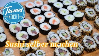 Sushi selber machen  den perfekten Reis kochen  Maki und California Roll  Thomas kocht [upl. by Chilt]