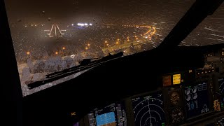 XPLANE 11 XENVIRO GENEVAINNSBRUCK LSGGLOWI NIGHT FLIGHT IN THE SNOW AND A GO AROUND ZIBO 737800 [upl. by Ahsiekyt243]