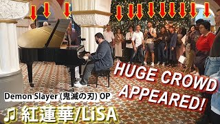 I played DEMON SLAYER OP Gurenge on piano in public [upl. by Iddet]