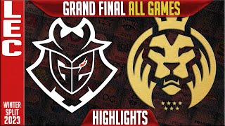 G2 vs MAD Highlights Game 1  LEC Winter 2023 Grand Final  G2 Esports vs MAD Lions G1 [upl. by Annaeirb]