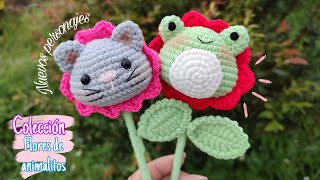 Flor gatico y flor ranita tejida a crochet amigurumi  Tutorial paso a paso [upl. by Amaj]