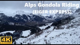 Swiss Alps EIGER EXPRESS Gondola Ride 4k in winter from Eigergletscher to Grindelwald [upl. by Abeh]