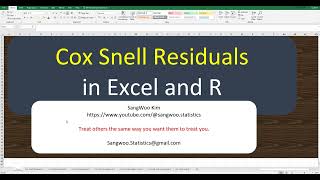 292 Cox Snell Residuals for Cox PH analysis in Excel and R [upl. by Ecyaj]