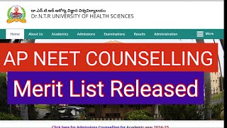 AP NEET Counselling MBBS Merit List Released apmbbs neet2024 neetmbbs [upl. by Lirret]