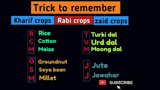 Trick to remember crops of India  kharif crops  Rabi crops [upl. by Aneger]