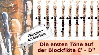 Die Töne und Griffe C  D auf der Blockflöte  Glücklich mit Musik Blockflöte Griffe [upl. by Oile]