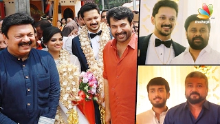 Mammootty and Dileep attend the wedding of Laalu Alexs son  Kalidas Jayaram [upl. by Molohs]