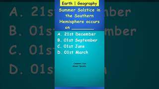 Summer Solstice in the Southern Hemisphere occurs on  generalknowledge quiz [upl. by Wiltsey]