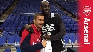 Lukas Podolski Learning London  NBA Brooklyn Nets v Atlanta Hawks at the O2 [upl. by Ayaj]