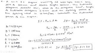 I C Engine Numericals Calculation of Indicated Power [upl. by Aroz]