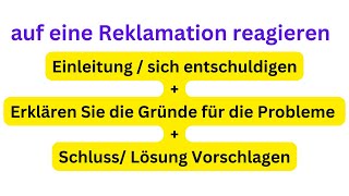 wichtige Redemittel B2 Brief schreibenauf eine Reklamation reagieren [upl. by Grim]