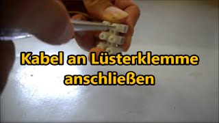 Anleitung Kabel richtig an Lüsterklemme anschließen Lüsterklemme verdrahten benutzen [upl. by Bartle754]