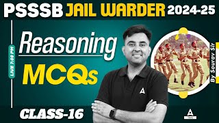 Punjab Jail Warder 2024  Reasoning Class  MCQs 16 By Sourav Sir [upl. by Fusuy509]