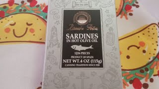 Ramon Pena sardines in hot olive oil review [upl. by Yelra]