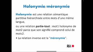 Les relations sémantiques  lexicologie s3 [upl. by Lynett603]