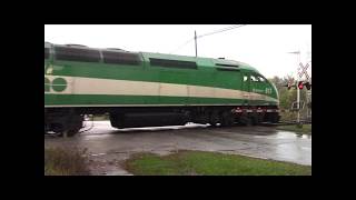 HD NEW CROSSING BELL GO 356 amp 613 speeding Northbound at Lefroy Ontario [upl. by Jasik]