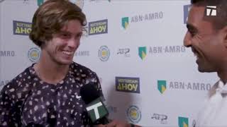 Andrey Rublev Funny Interview Moments  Laughing amp Smiling [upl. by Ellatnahc373]