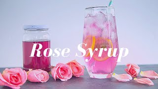 Simple Rose Syrup Recipe  Cooking Etc [upl. by Eecart]