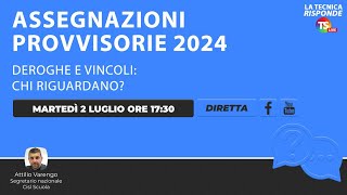 Assegnazioni provvisorie 2024 deroghe e vincoli chi riguardano [upl. by Yzeerb]