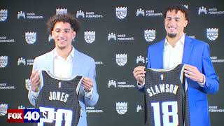 Kings draft picks Colby Jones Jalen Slawson introduced at first press conference in Sacramento [upl. by Edwyna344]