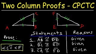 CPCTC Geometry Proofs Made Easy Triangle Congruence  SSS SAS ASA amp AAS Two Colmn Proofs [upl. by Alexandros]