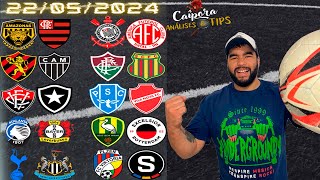 PALPITES DE FUTEBOL PARA HOJE 22 05 2024 QUARTA 35 JOGOS  BILHETE PRONTO Caipora Análises e TIPs [upl. by Arodaeht]