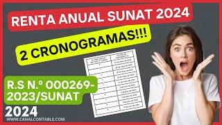 Renta anual 2023 CRONOGRAMA renta anual SUNAT 2023 Que se declara en 2024 [upl. by Barbara361]