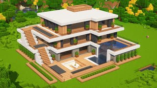 Modern Mansion🏠 Minecraft Tutorial [upl. by Ehtiaf634]