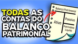 TODAS AS CONTAS BALANÇO PATRIMONIAL  ATIVO PASSIVO CIRCULANTE NÃO CIRCULANTE PATRIMÔNIO LÍQUIDO [upl. by Ibrik]