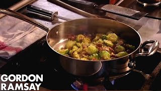 Gordon Ramsays Brussels Sprouts With Pancetta amp Chestnuts [upl. by Acimot]