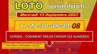 LOTO RESULTAT TIRAGE MERCREDI 13 SEPTEMBRE 2023 [upl. by Ahsitniuq]