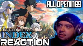 IT JUST GETS WEIRDER FIRST TIME Reacting to all TOARU series Openings Magical Index Scientific Rai [upl. by Edahsalof]