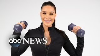 Kayla Itsines shares her goto pregnancy workout  GMA Digital [upl. by Eetsirhc]