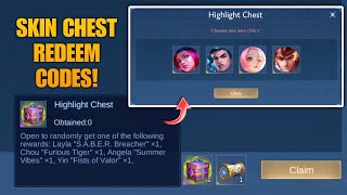 CLAIM FREE SKIN CHEST REDEMPTION CODES  MLBB 7TH ANNIVERSARY HIDDEN CODES [upl. by Suzetta]