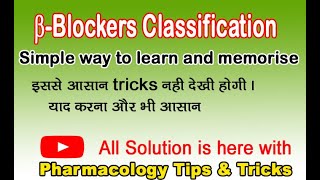 Classification of Beta blockers  Mnemonics of beta blockers  Easy trick to learn classification [upl. by Sonny]