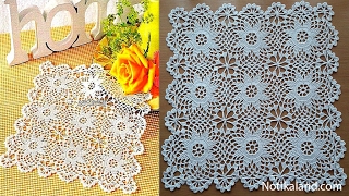 Crochet doily Crochet Motif for Doily Tablecloth Part 2 How to join motifs Border [upl. by Anauj122]