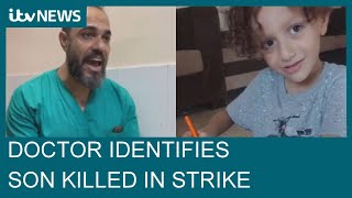 Moment Palestinian doctor is forced to identify son killed in airstrike while on shift ITV News [upl. by Navoj25]